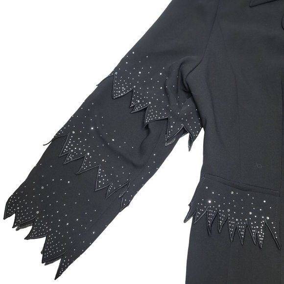 Promise New York vintage black witchy sparkle rhinestone rocker blazer jacket 20 - Picture 8 of 14